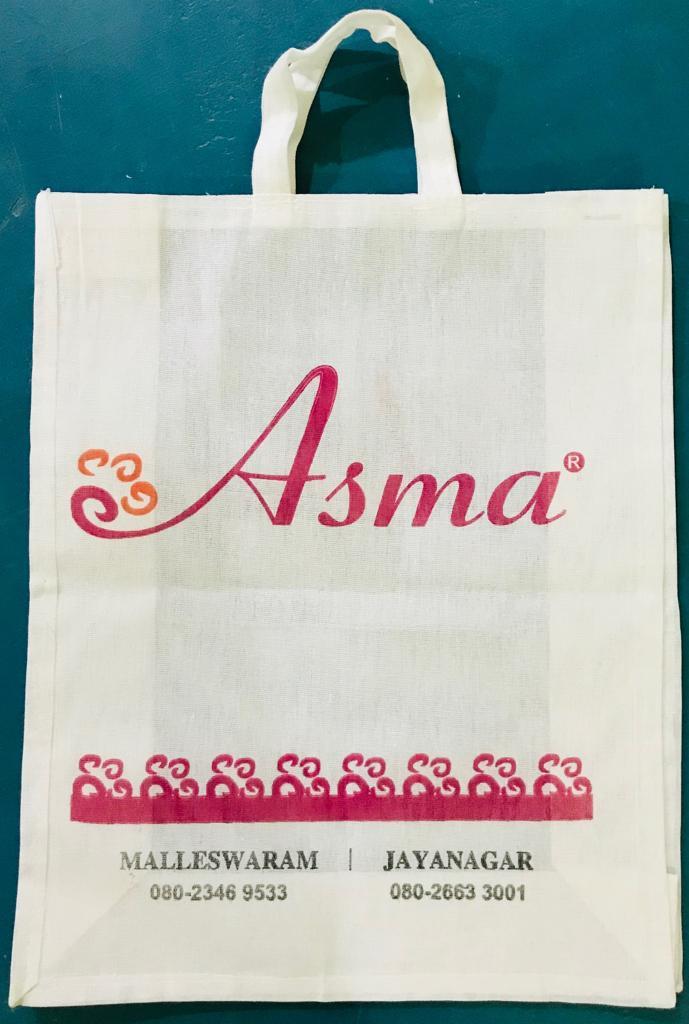 White Cotton Bag - Cotton Fabric, All Sizes | Elegant Design With Fabric Handles For Daily Activities And Luggage Use