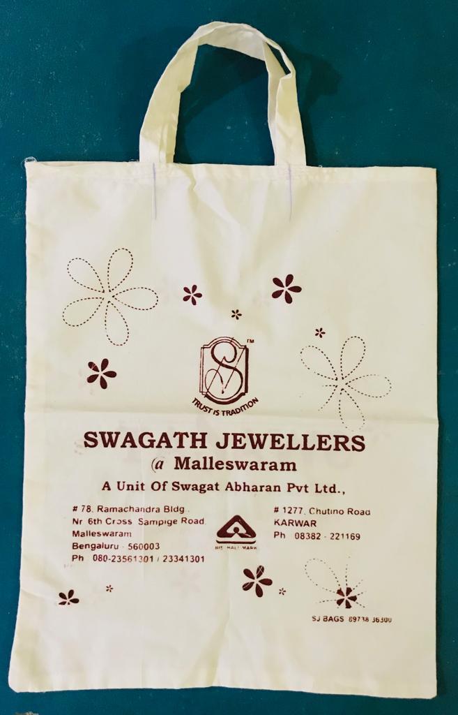 Printed Cotton Bag - 100% Cotton Material, All Sizes | Eye-catchy Floral Pattern, Durable Handle, Ideal For Textile Showroom Branding