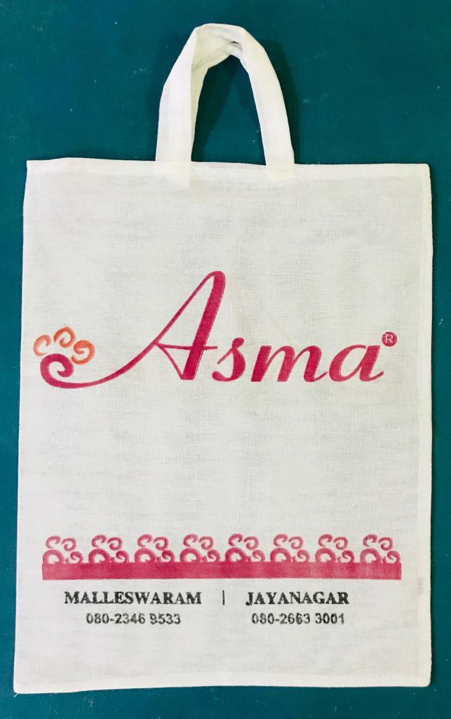 Printed Cotton Bag - 100% Cotton Material, All Sizes | Eye-catchy Floral Pattern, Durable Handle, Ideal For Textile Showroom Branding