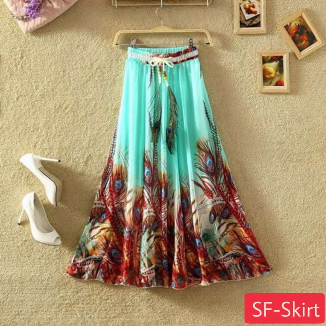 Crepe Skirts - Heavy Crepe Fabric, 38+ Inch Length, Free Size | Breathable, Washable, Digital Printed Design