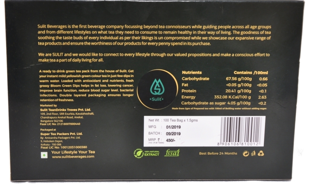 Green Drizzle - 150 G Premium Green Tea Dust In 100 Bags | Organic, Health Benefits, Antioxidants, Smooth Taste, No Sugar