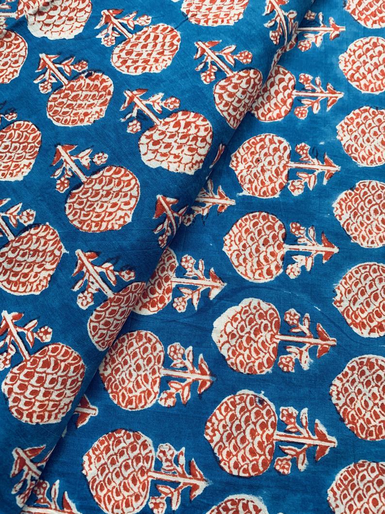 Quick Dry Hand Block Printed Fabric