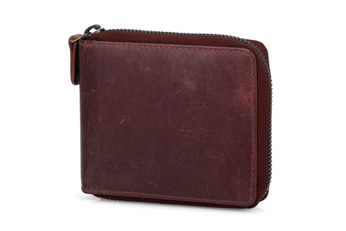 पुरुषों का गोल ज़िपर चमड़े का वॉलेट