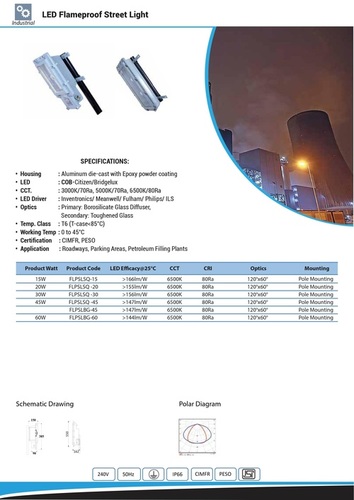 LED Flameproof Street Light 15W TO 60W