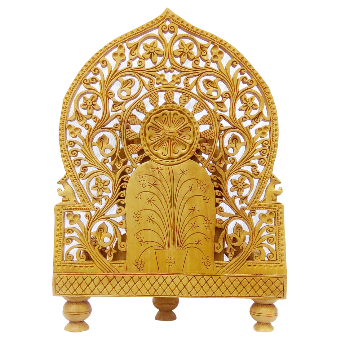 Polishing Wooden Ganesh Back Jali Stetu Idol 30 Cm
