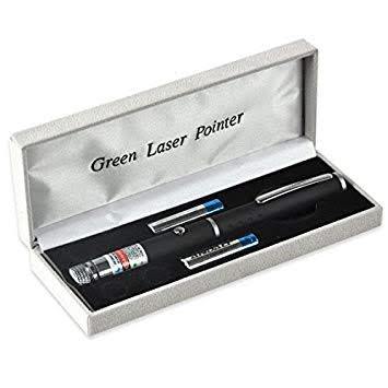 Green Laser Pointer - Metal Housing With Rubberized Handle | 50-mile Range, 5mw Power, Portable Pen Type For School & Play Activities
