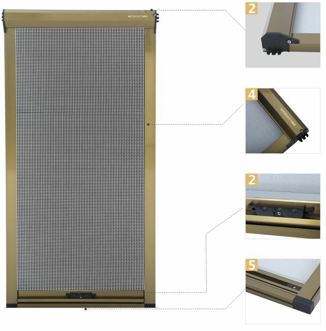 Top Rolling Fly Insect Protection Mesh - Aluminium Alloy 6063 T6, 12 Sq.ft Minimum | Durable German Steel Spring, Self Cleaning System, High Visibility