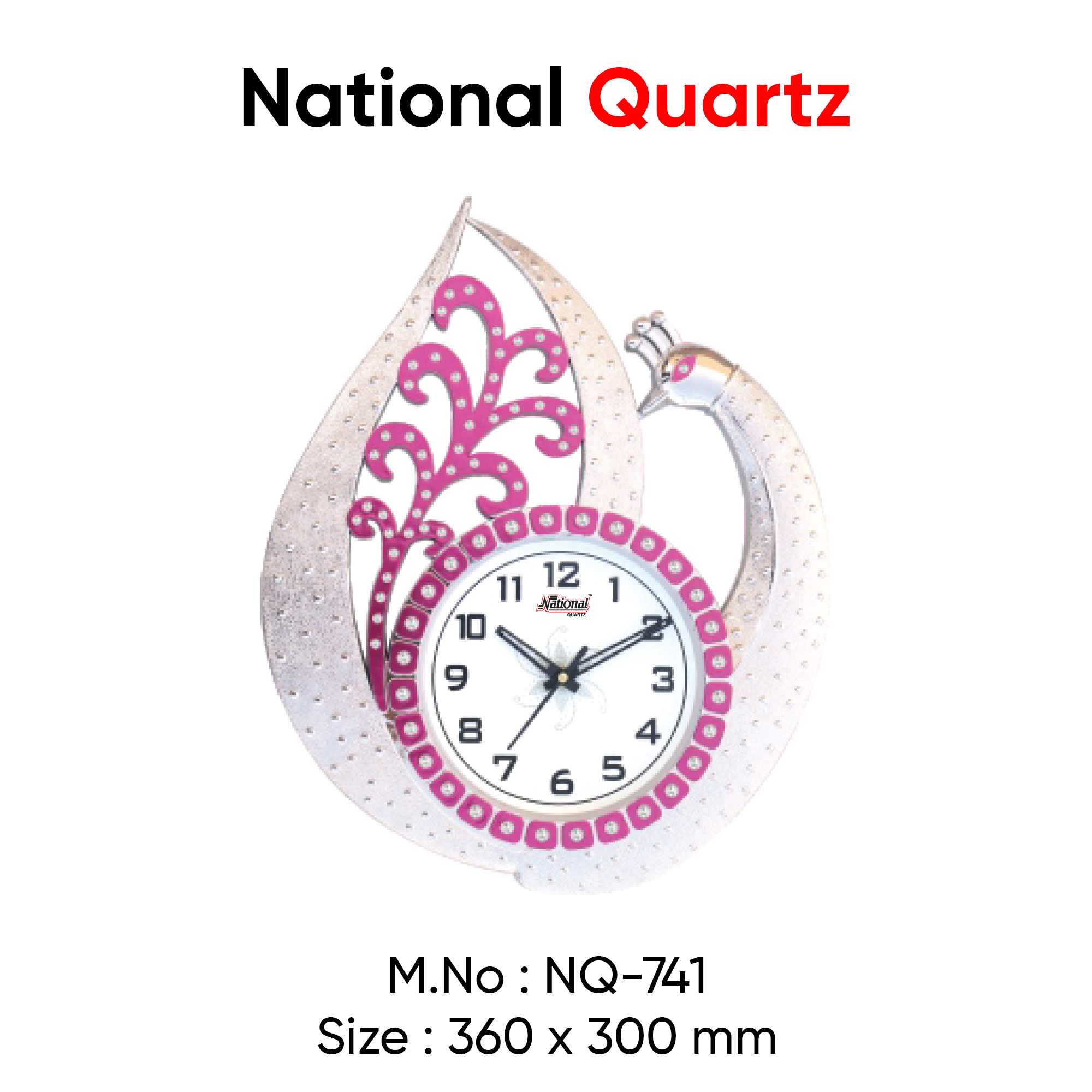 Multiple Color Option Peacock Bird Shape Wall Clock