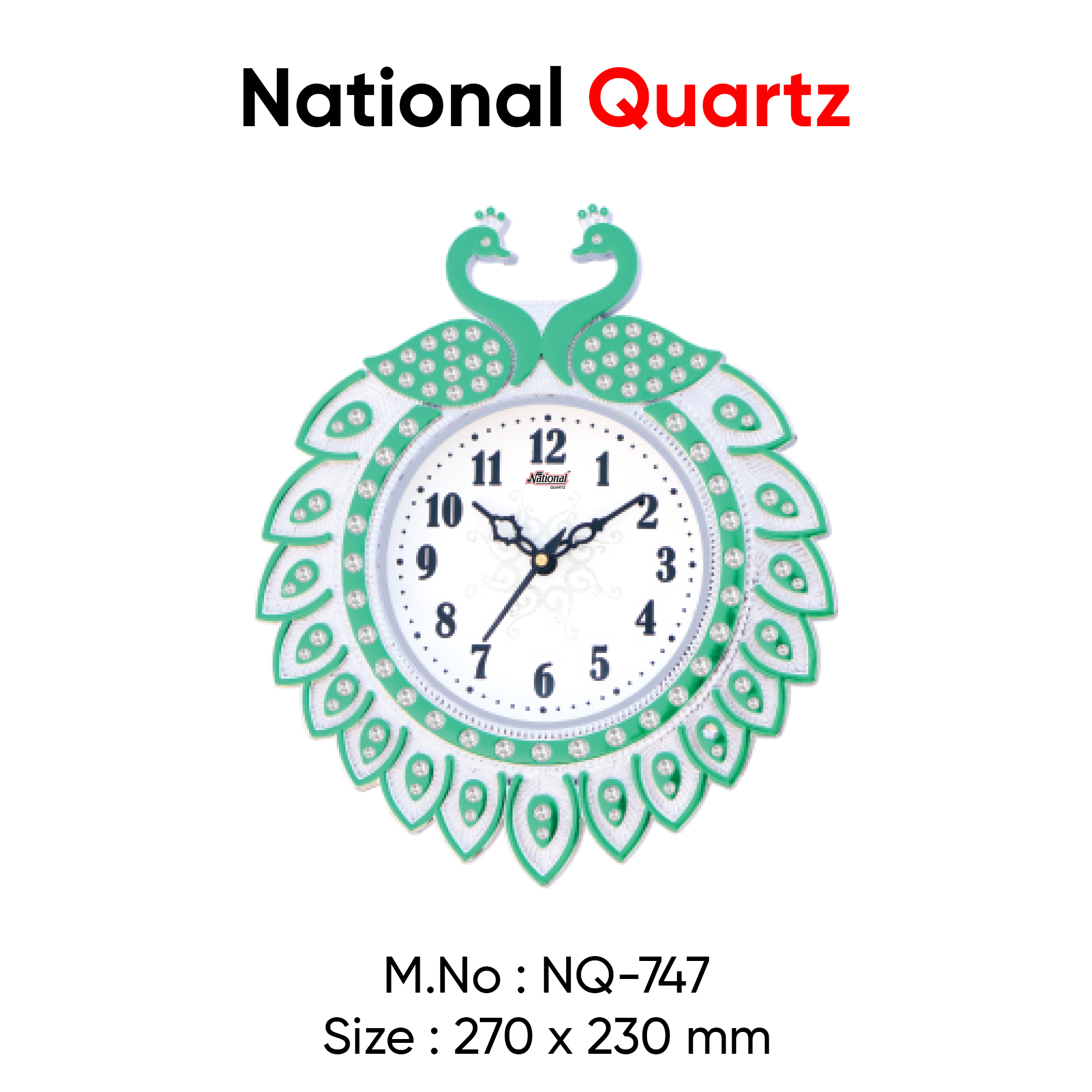 Multiple Color Option Peacock Bird Shape Wall Clock