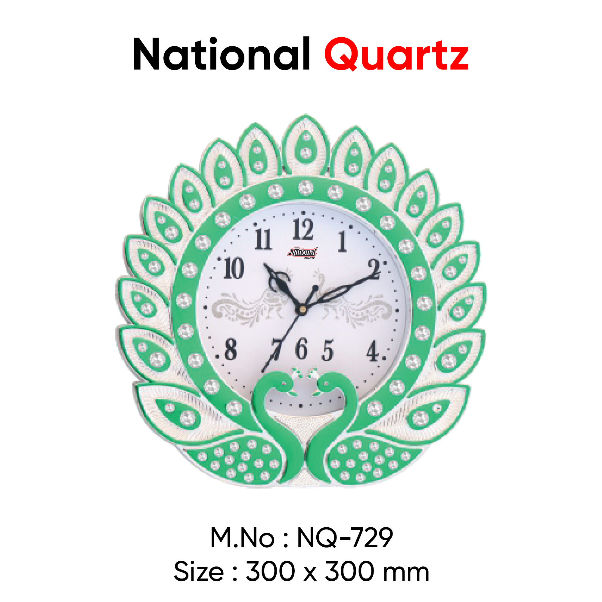 Multiple Color Option Peacock Bird Shape Wall Clock