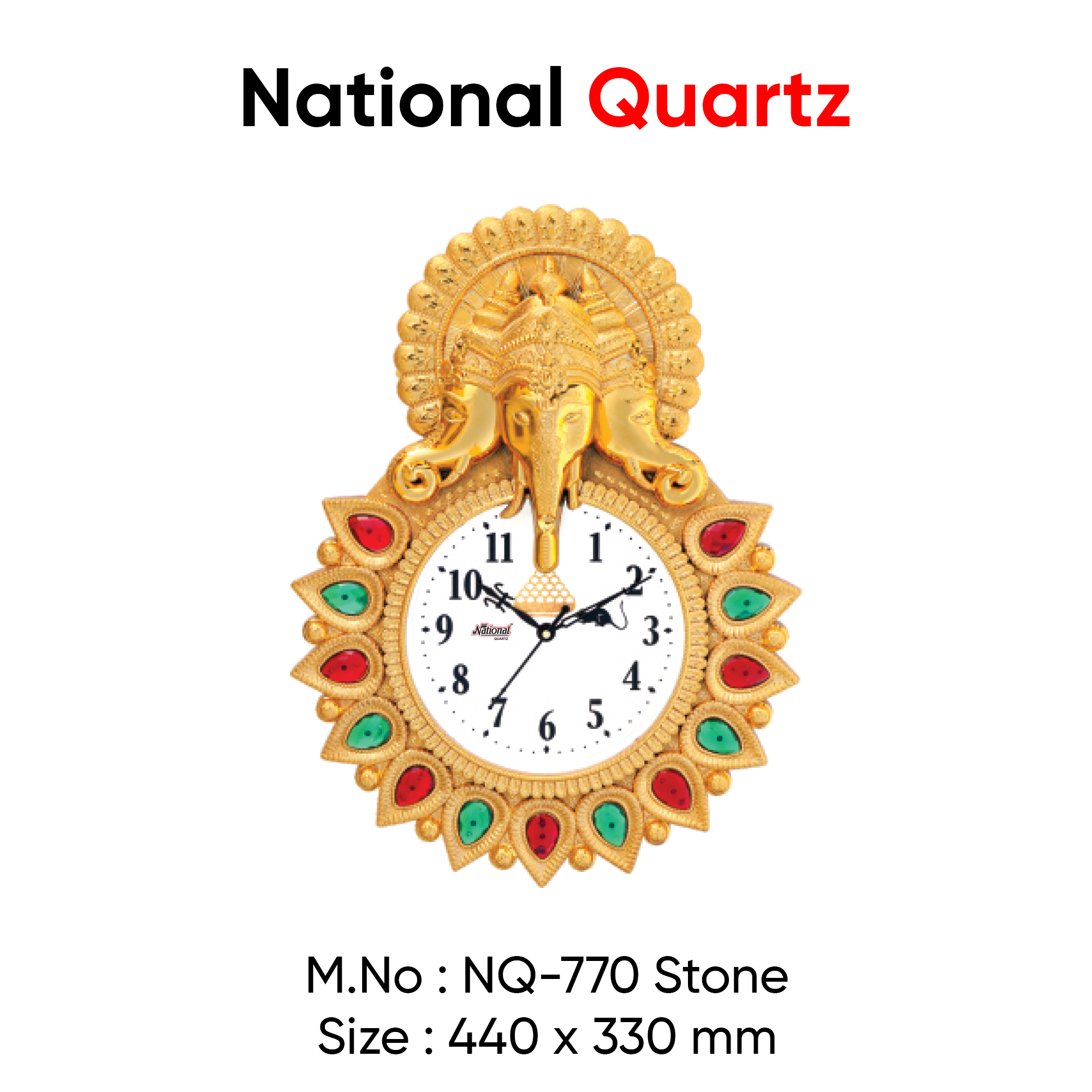 Lord Ganesh Wall Clock - Abs Plastic, Medium Size, Standard Thickness | Multiple Color Options, Wall Glow Functionality, Lightweight Design