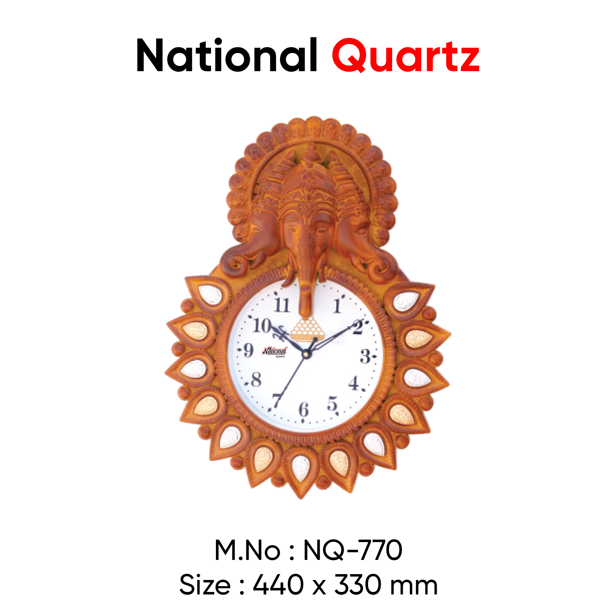Lord Ganesh Wall Clock - Abs Plastic, Medium Size, Standard Thickness | Multiple Color Options, Wall Glow Functionality, Lightweight Design
