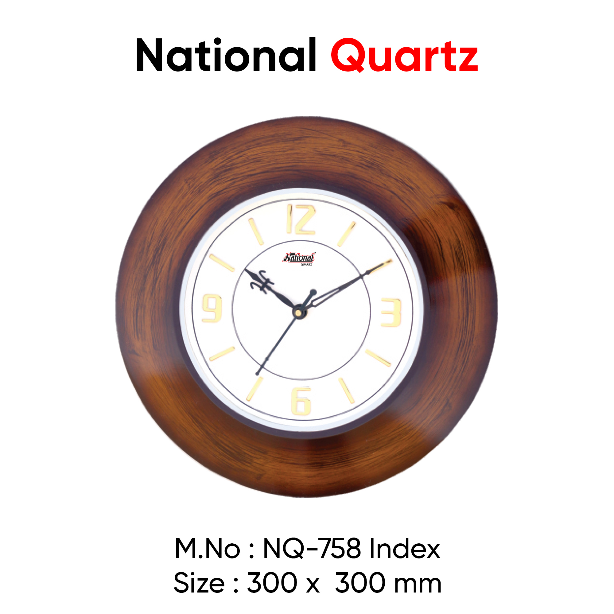 Wooden Wall Clock - Wooden Material, 10 Inch Size, Round Shape, Brown Color | Unique Analog Design For Home Or Office Decor