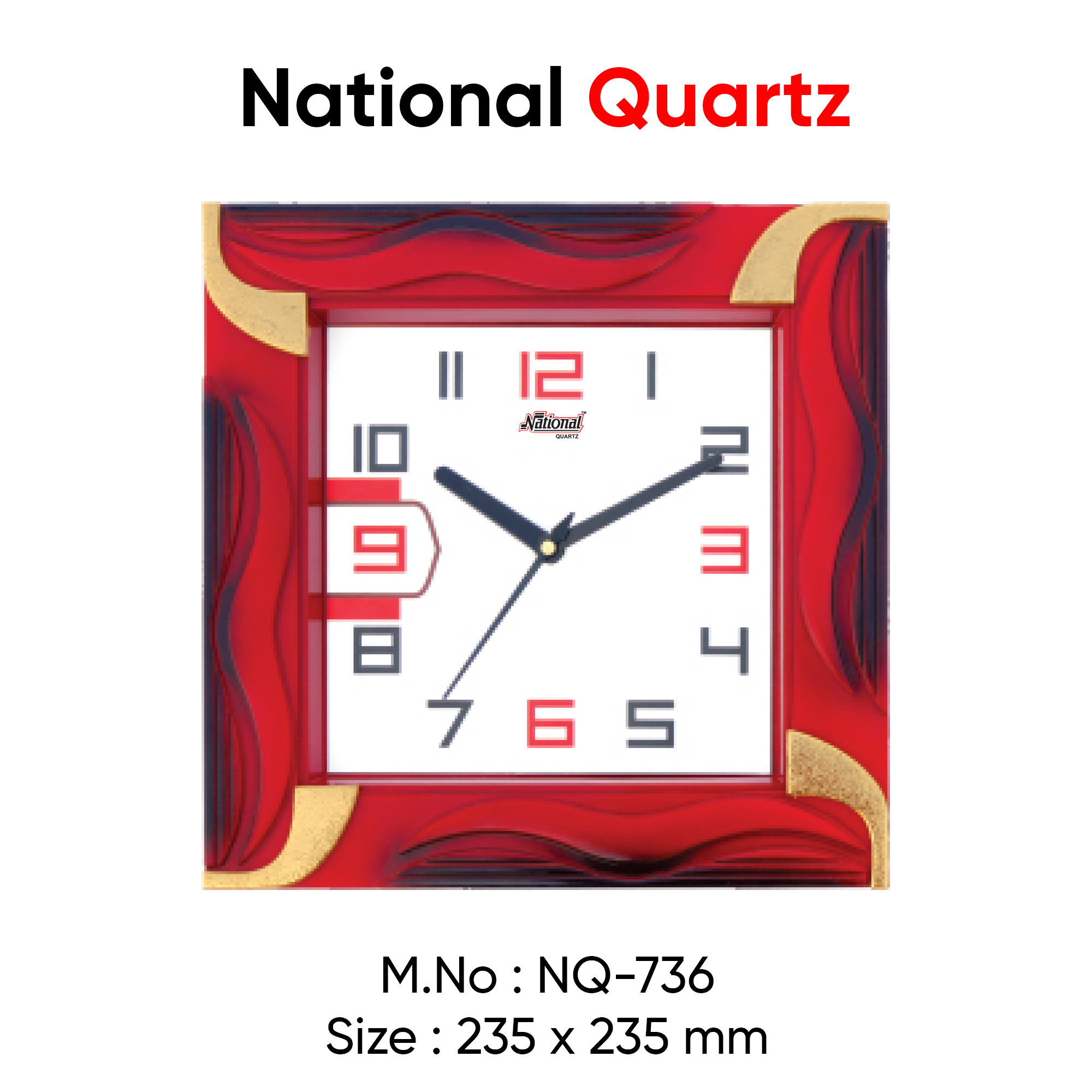 Decorative Square Wall Clock - Abs Plastic, Small Size, Multiple Colors | Lightweight, Standard Thickness, Unique Wall Decor