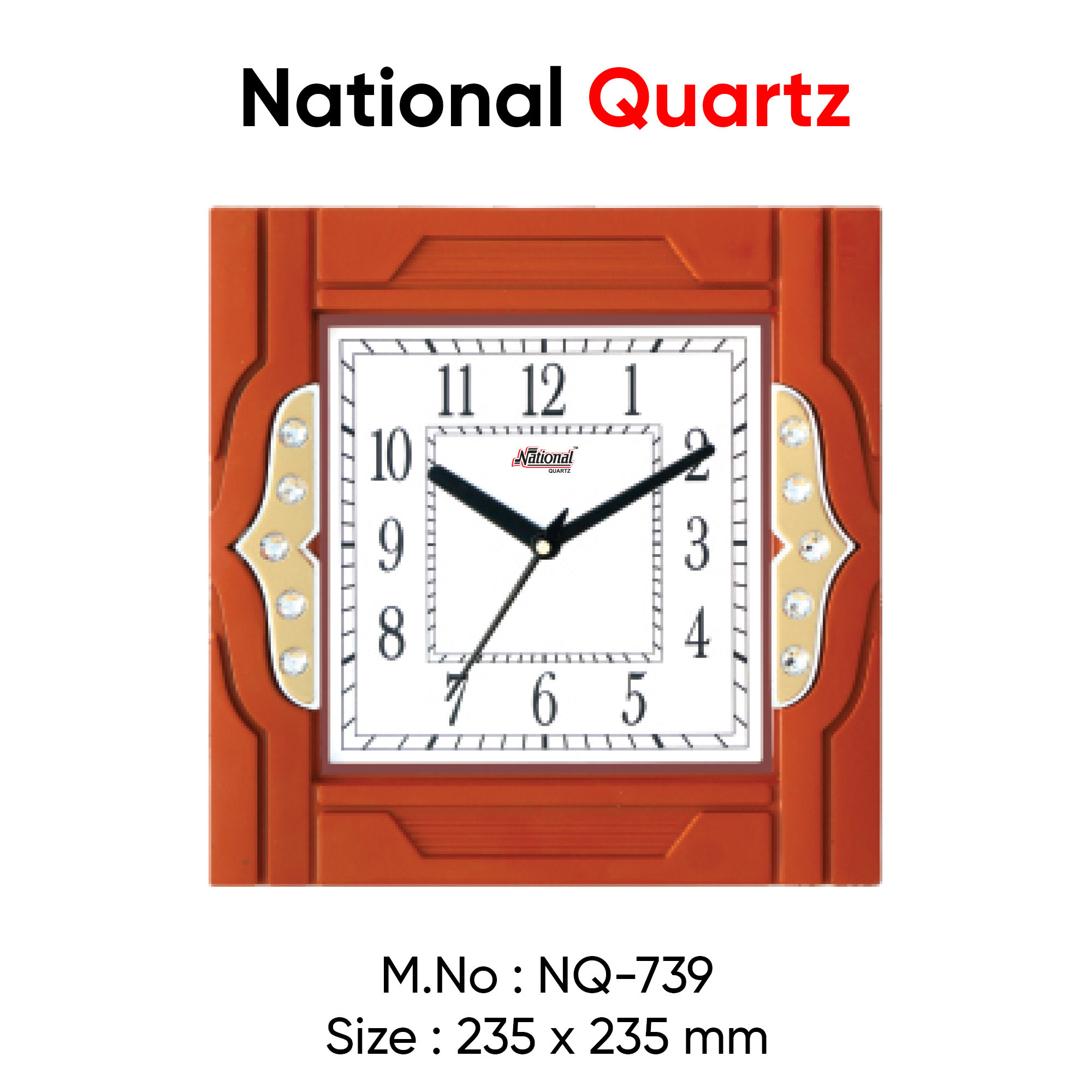 Decorative Square Wall Clock - Abs Plastic, Small Size, Multiple Colors | Lightweight, Standard Thickness, Unique Wall Decor