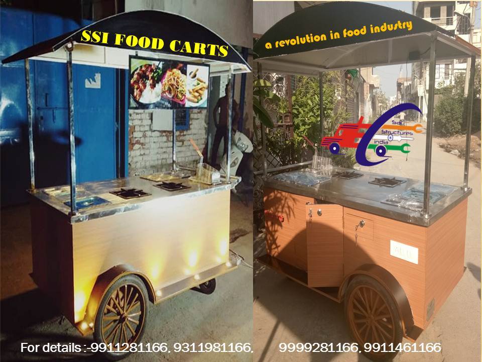 Bar-be-que Cart - Stainless Steel Grade 202, 5x3 Size | Two Burners, Two Deep Fryers, Four Gn Pans, Cash Drawer, Led Lights, Eco Vinyl Prints, Signage Board, Storage Compartment