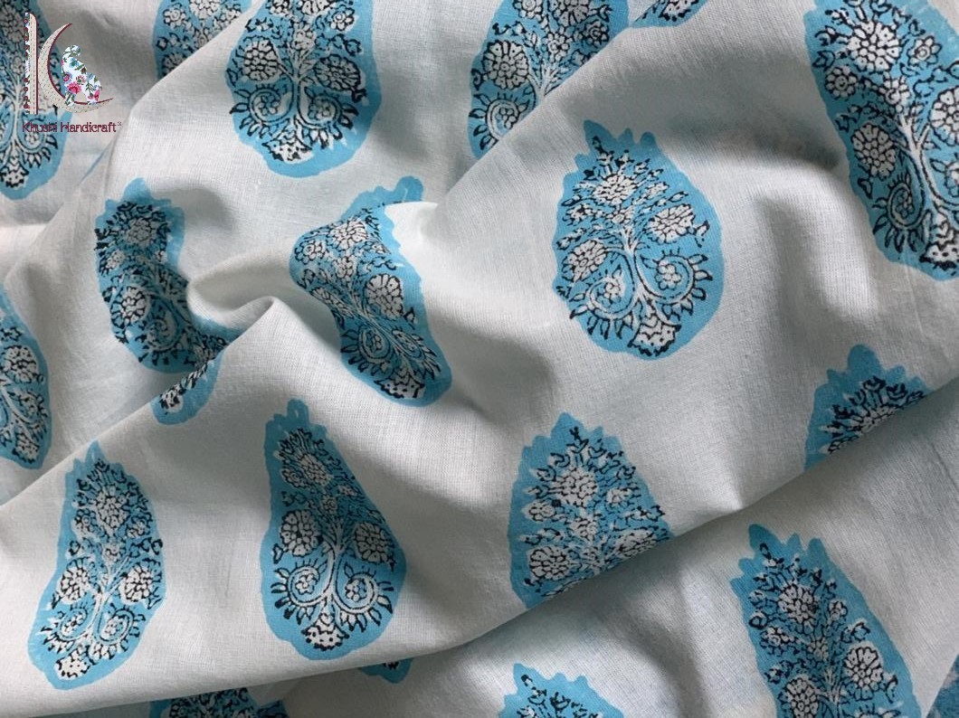 Buti Print Fabric - Cotton, 10 Meter Length, 44 Inch Width | Light Weight, Quick Dry, Washable, Unique Hand Block Printed Patterns