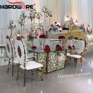 Led Wedding Table - Stainless Steel Base, Glass Top, LED Light | Customizable Colors: Silver, Golden, Rose Golden, White