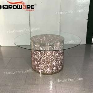 Silver Round Glass Dining Table