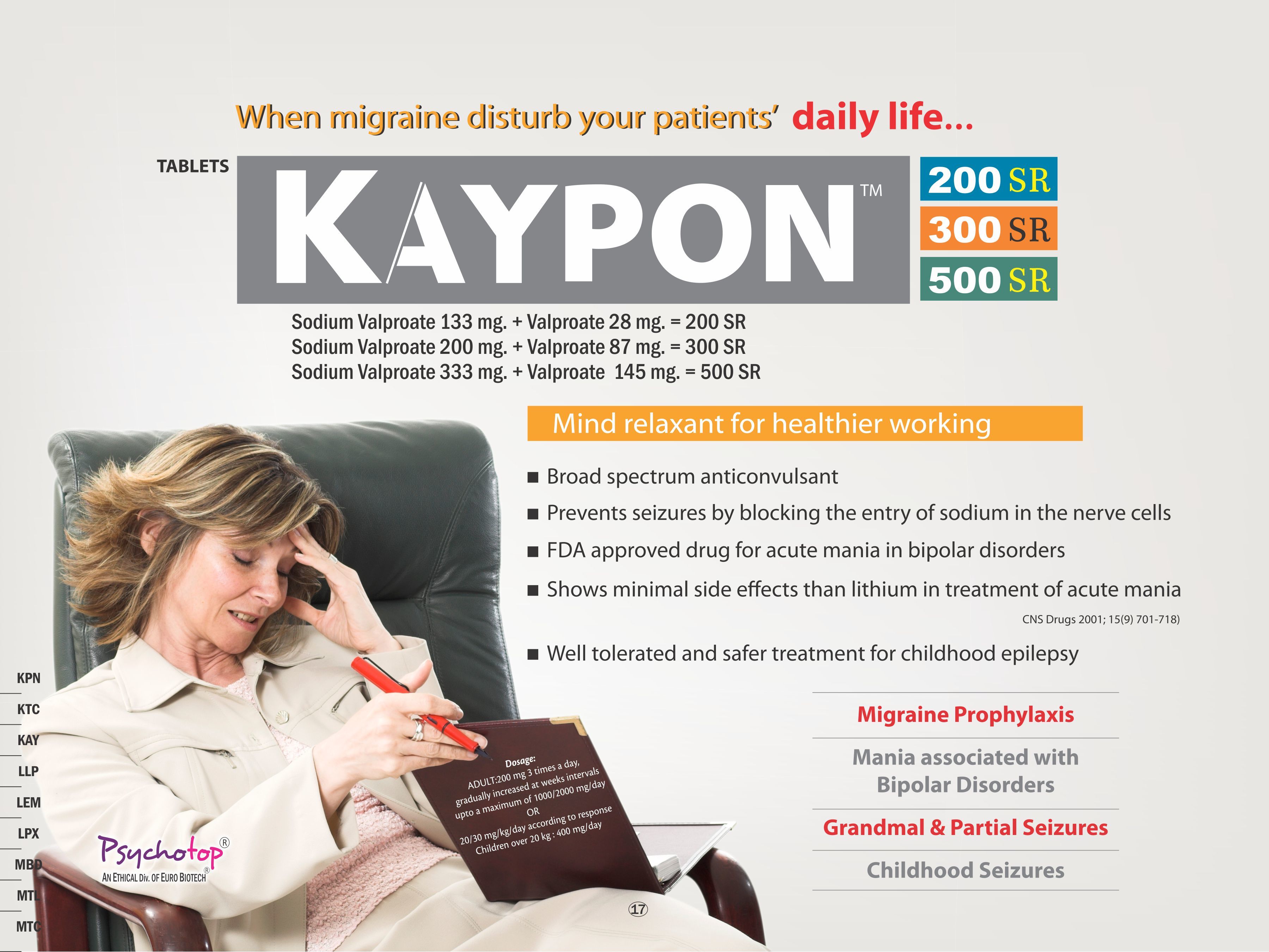 Sodium Valproate & Valproic Acid - 200 Mg, 300 Mg, 500 Mg Tablets | Migraine, Mania, Epilepsy Relief For Adults