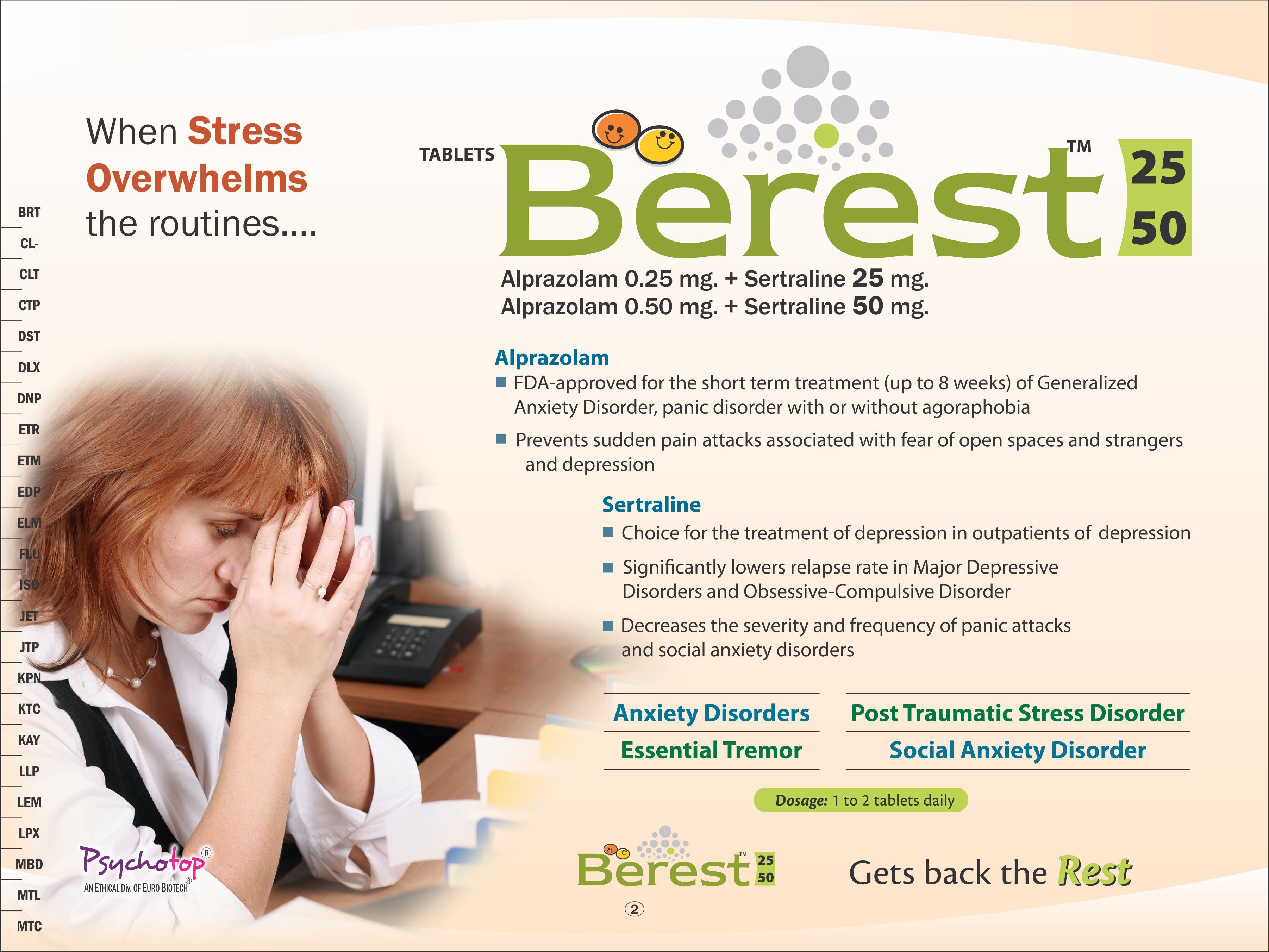 Aprazolam & Sertraline Combination Specific Drug