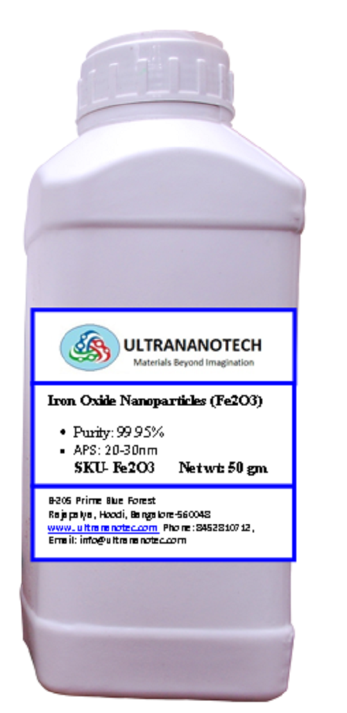 Iron Oxide (Fe2o3) Nano Powders - Purity 99.9%, Particle Size 20-30nm, Ssa 80-90m2/g | Laboratory Grade, Black Powder