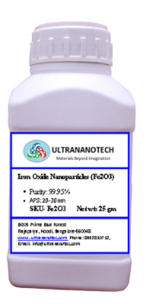 Iron Oxide (Fe2o3) Nano Powders - Purity 99.9%, Particle Size 20-30nm, Ssa 80-90m2/g | Laboratory Grade, Black Powder