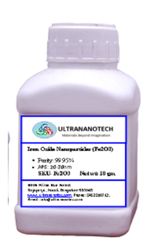 Iron Oxide (Fe2o3) Nano Powders - Purity 99.9%, Particle Size 20-30nm, Ssa 80-90m2/g | Laboratory Grade, Black Powder