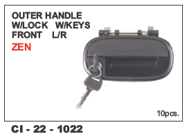 Outer Handle W/lock W/keys Front L/r Zen - Durable Metal Design, Vehicle Type: 4 Wheeler | Includes Warranty And Keys For Enhanced Security