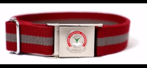 School Belt - Polyester, 1.5 Inches Wide | Red, Adjustable Length, Slide Buckle, EN71 Compliance for School Uniform Requirements