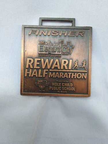 Belt Buckle - Metal, 50x50 mm, Bronze | Antique Finish, Hook Fastening, Marathon Finisher Medal for Rewari Half Marathon Participants