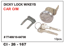 Dicky Lock W/Keys Car O/M (Cidis) - Metal Alloy Construction | Designed for 4-Wheelers, Backed by Manufacturer Warranty