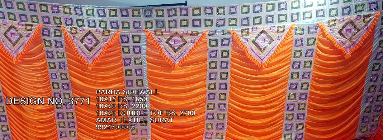 Mandap Side Wall - Fabric, 10x15 Foot (Ft) | Bleached, Soft, Quick Dry, Stretchable, Warm, Washable, Embroidered, Jacquard Style