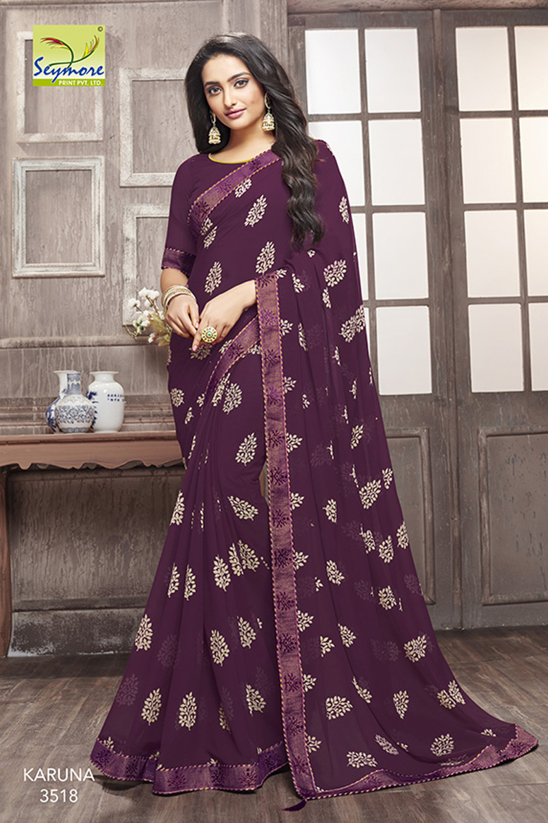 Violet Fancy Border Saree