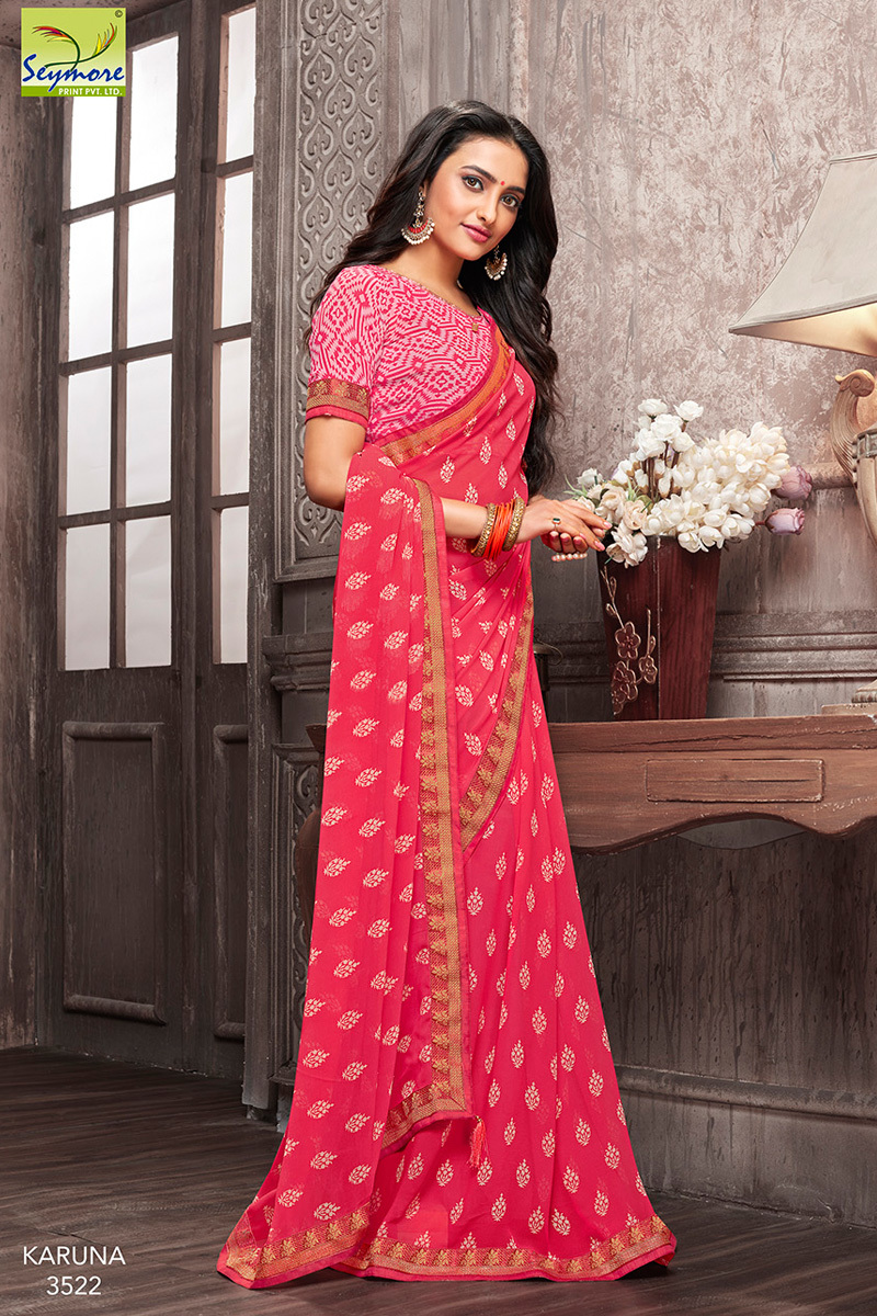 Peach Border Saree