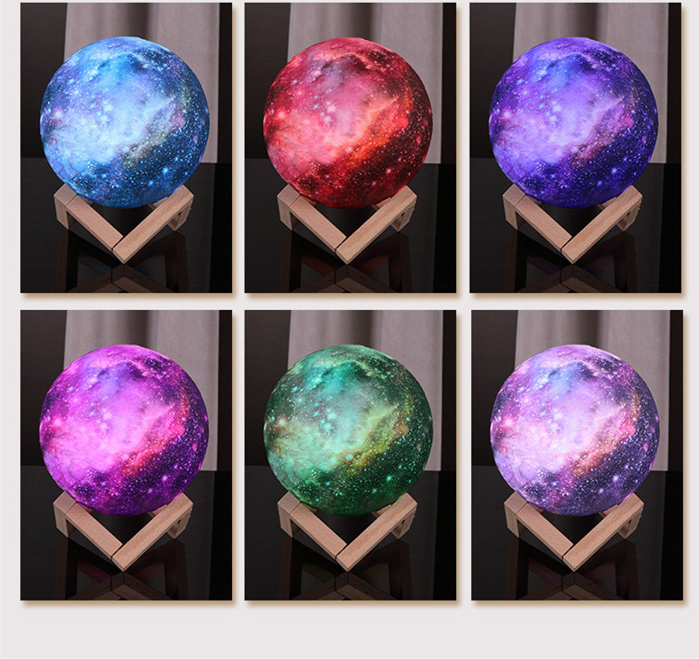 6 Colors Led 3d Moon Lamp