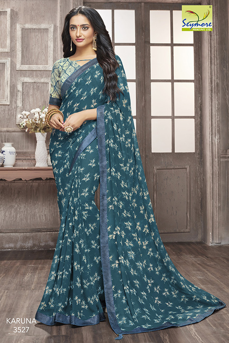 Blue Fancy Designer Georgette Saree