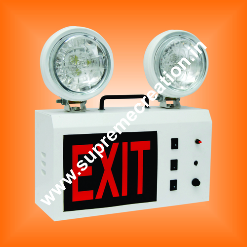 Emergency Exit Light - Metal, 12" x 8" x 4" Dimensions | LED Light Source, 12V 7Ah Lead Acid Battery, 3 Hours Operating Time, Auto Trickle Charge