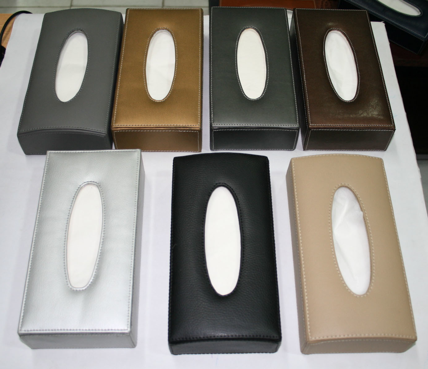 Black Textured Leather Tissue Box