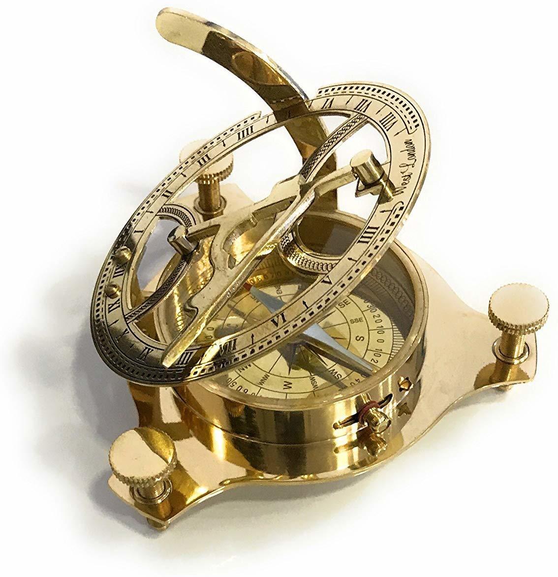 4" Sundial Compass Solid Brass Sun Dial