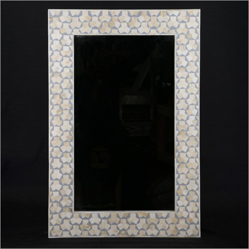 Wall Mount Mother of Pearl Mirror Frame - Glass and Wood Construction | Durable Painted Surface Finish
