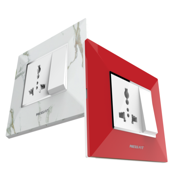 Pressfit Edge Modular Electric Switch Plate - High-grade Plastic | Multi-color Variants, Front Side Loading And Removal, Modern And Bold Design