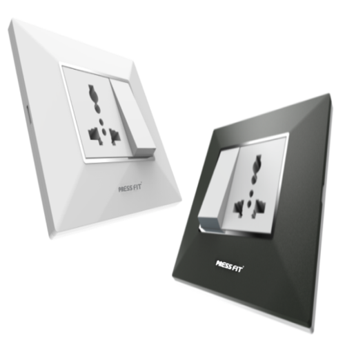 Pressfit Edge Modular Switch Frames - Durable Plastic, 1 To 18 Modules, Shiny White & Graphite Grey Colors | Elegant Design, Multi-color Options, Easy Fit And Smooth Finish