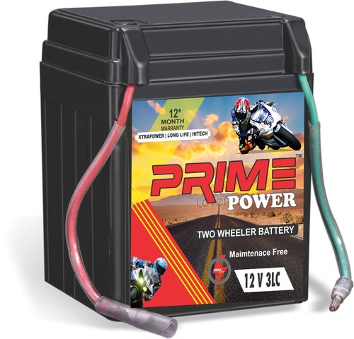 Dry Charged Battery - 12 Volt, 2.5 LB Weight | Standard Size, No Handles, 1 Kilogram Net Weight