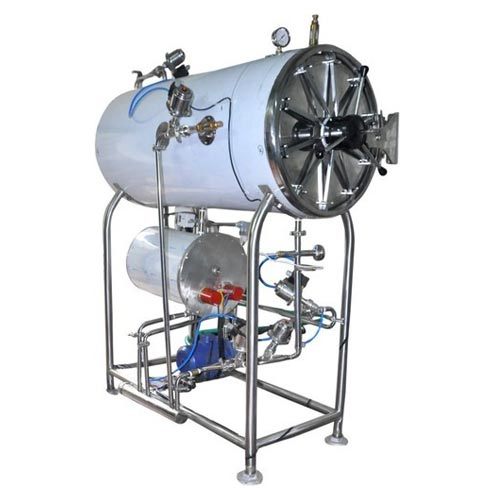 Horizontal Cylindrical Autoclave - 100 Liters Capacity, Stainless Steel Material | PLC Based Control System, 121°C - 134°C Temperature Range, 1.5 Bar Pressure Rating