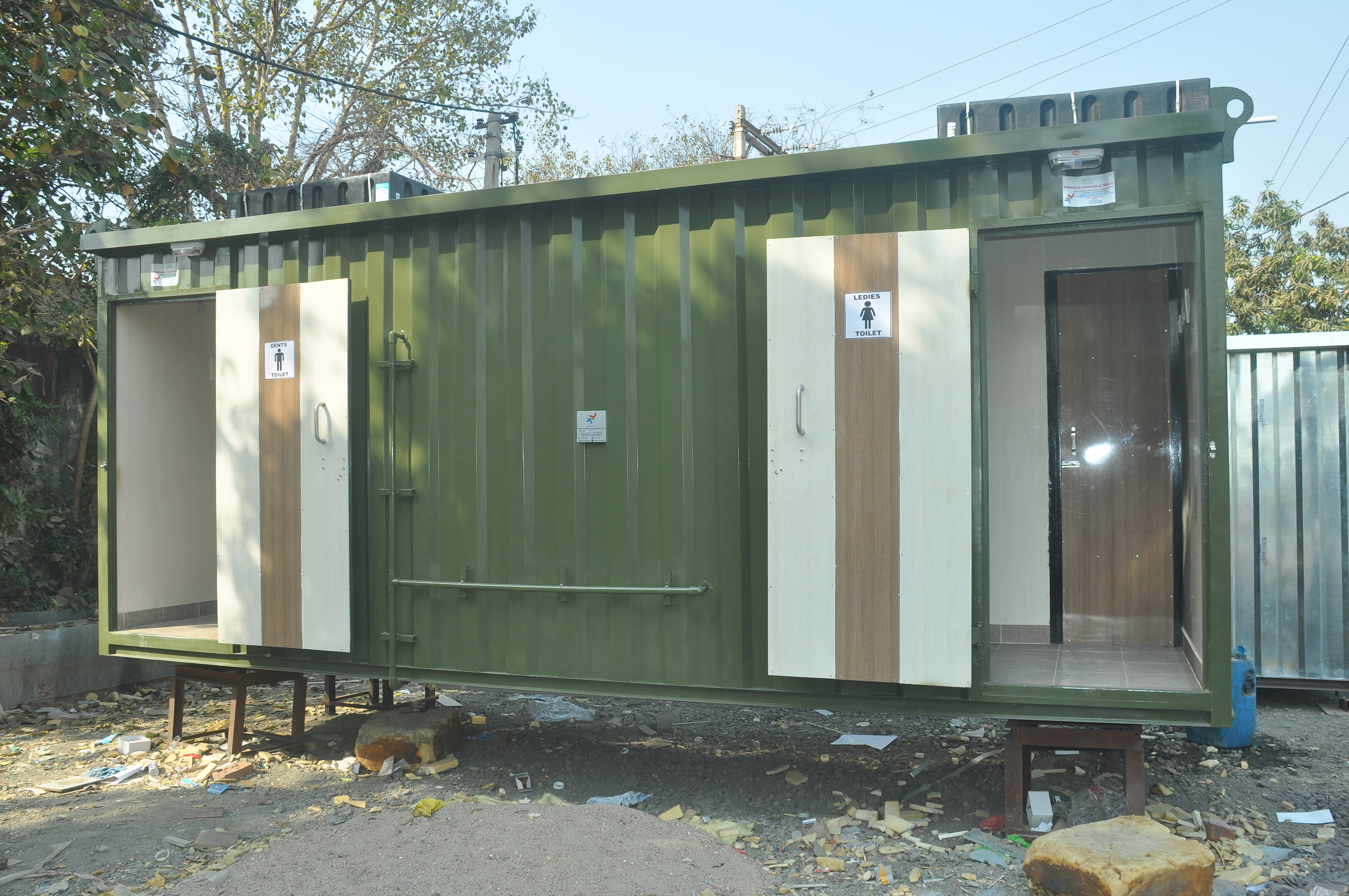 Containerized Toilet - Floor Material: 18mm Thick Cement Sheet Covered With Ceramic Tiles Or Green Marble