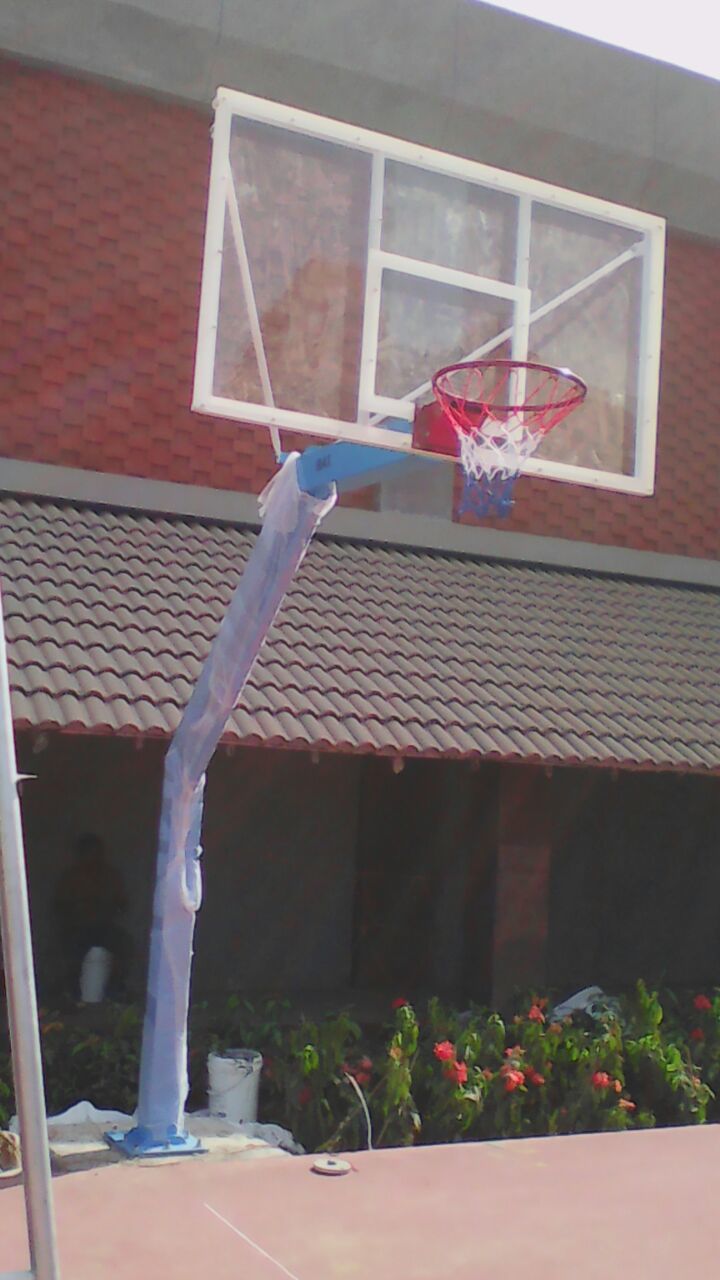 Fixed Basketball Post - 6" Pipe Umbrella System, 3.20m Extension | Waterproof, Dustproof, Non-reflective Acrylic Backboard, Solid Steel Rings