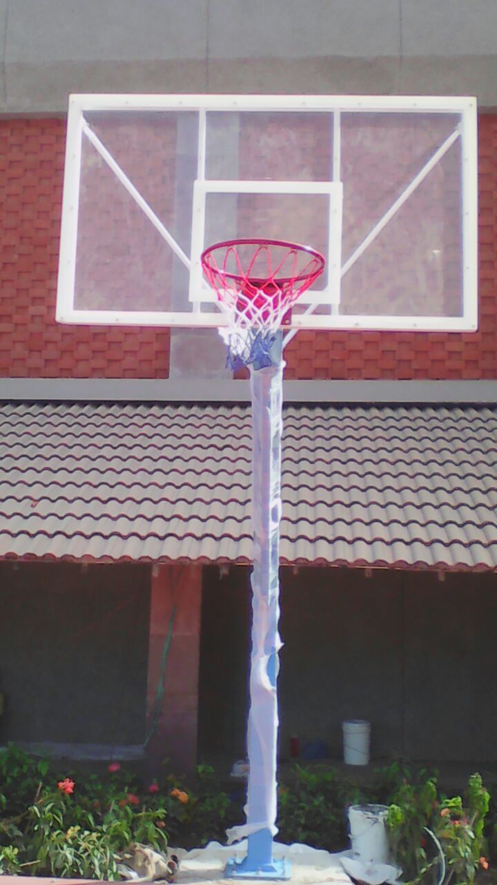 Fixed Basketball Post - 6" Pipe Umbrella System, 3.20m Extension | Waterproof, Dustproof, Non-reflective Acrylic Backboard, Solid Steel Rings