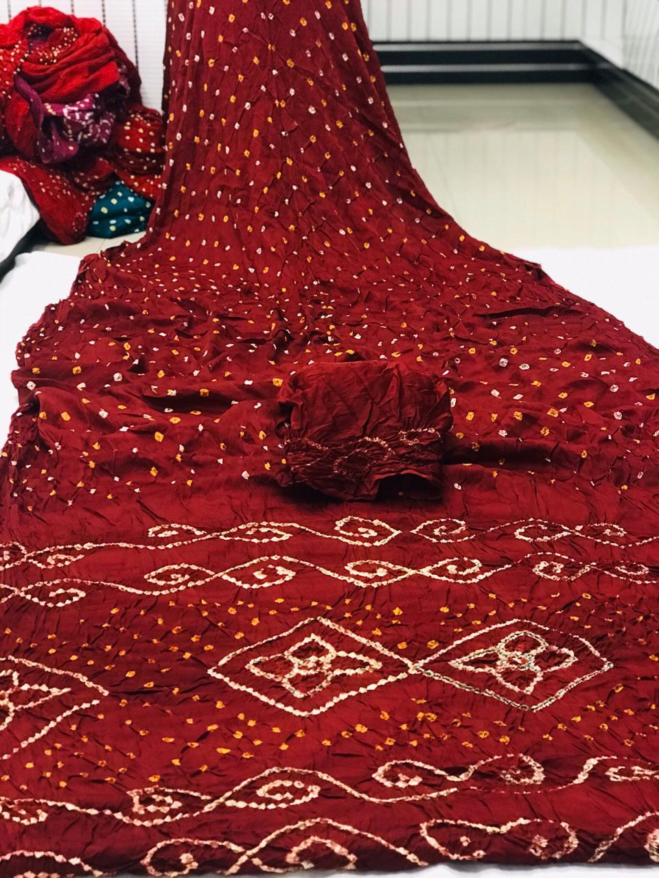 Woven Gaji Silk Bandhani Sarees