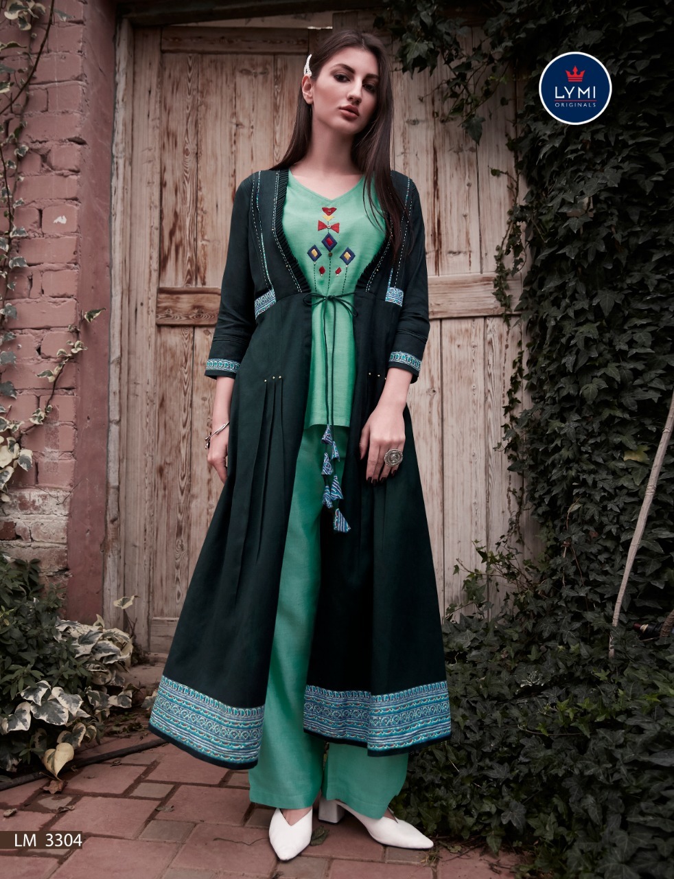 Rayon Kurti Fancy 3 Piece Attire With Shrug Decoration Material: Paint